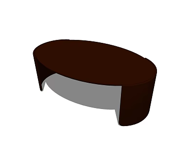Oval Dark Brown Wooden Coffee Table With Simple Curved Legs Design 3d model