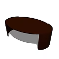 Oval Dark Brown Wooden Coffee Table With Simple Curved Legs Design