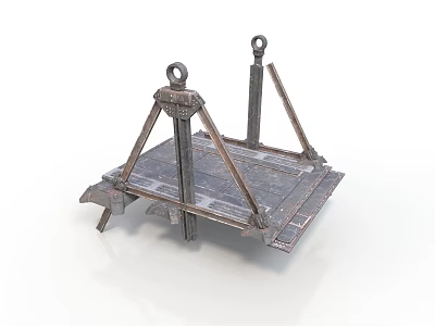 Sturdy Industrial Metal Lifting Platform With Hoist Rings And Support Frames 3d model