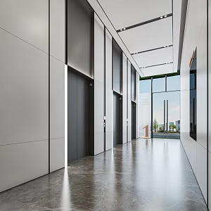 Modern Elevator Hall Elevator Office Corridor Office Building Elevator 3d model