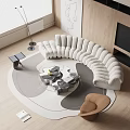 Modern Sofa Coffee Table Combination Curved Sofa Leisure Chair Stool Floor Lamp 3d model