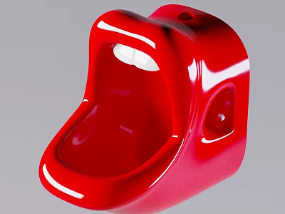 Red Modern Wall Mounted Urinal Featuring Sleek Glossy Surface And Stylish Design 3d model