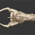 Dragon Skull Organ Featuring Horned Protrusions Sharp Fangs And Bone Texture 3d model