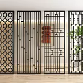 Modern Black Metal Room Dividers with Various Geometric Patterns for Interior Space 3d model