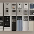 Various Built-in Kitchen Appliances Including Water Dispensers Coffee Machines And Refrigerators