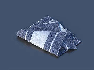 Folded Soft Blue Gray Cloth With White Stripes For Household Use 3d model