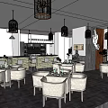Chinese Style Restaurant Interior With Round Lotus Pond Green Plants And Decorative Wall