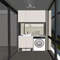 Home Balcony With Washing Machine Sink Storage Cabinets And Large Windows For Natural View