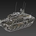 Detailed Military Main Battle Tank With Camouflage Armor Turret Antenna And Long Barrel