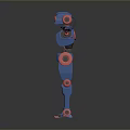 Blue Red Robot 3D Model Standing With Open Arms On Reflective Surface