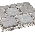Neatly Arranged Gray Square Outdoor Floor Tiles With Small Stones Border