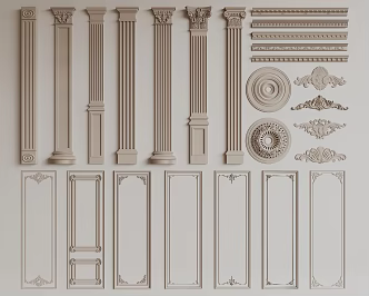 French plaster line carved 3d model