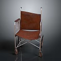 Old Vintage Wheelchair with Metal Frame and Brown Seat as Living Supplies