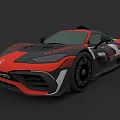 Red And Black Sports Car With Sleek Aerodynamic Design Rear Spoiler And Stylish Body