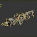Futuristic Sci Fi Weapon With Silver Body Red Accents And Advanced Combat Features 3d model