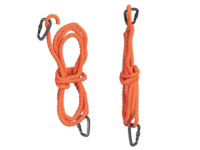 Orange Ropes With Metal Hooks For Securing And Towing Purposes 3d model