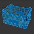 Blue Plastic Storage Basket with Grid Design Handles for Home Organization