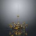 Elegant Golden Chandelier With Crystal Accents Hanging In Modern Interior