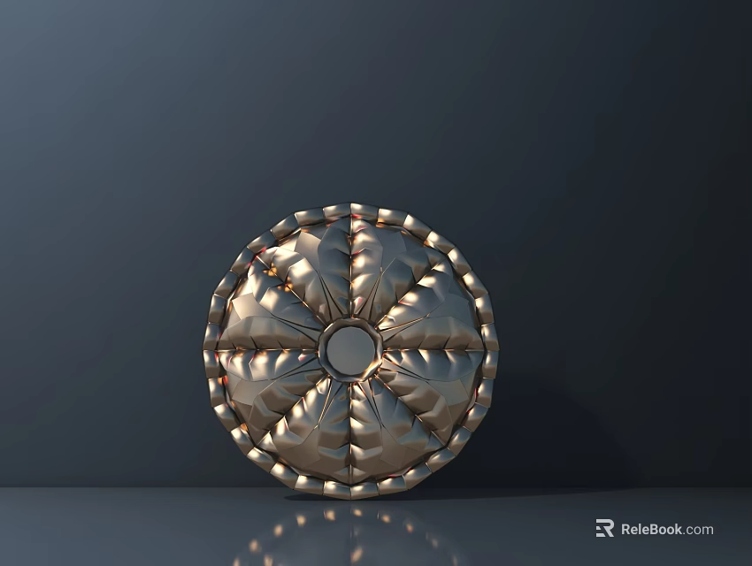 Ornate Circular Metallic Chandelier With Intricate Decorative Patterns And Shiny Finish 3d model 