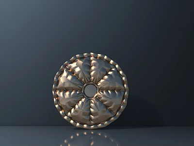 Ornate Circular Metallic Chandelier With Intricate Decorative Patterns And Shiny Finish 3d model