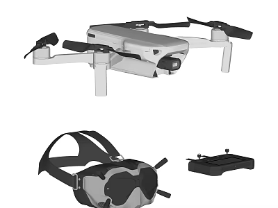 Advanced Drone With VR Headset And Additional Accessories For Tech Enthusiasts 3d model