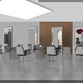 Modern Sleek Beauty Hair Salon Interior Design With Professional Styling Chairs And Backlit Framed Mirrors