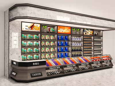 Shelves Supermarket Shelves Alcohol and Tobacco Cabinet Service Desk Jewelry Drinkers Toys Ornaments Shop Smoke Hotel Convenience Store 3d model