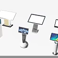Modern Interactive Touchscreen Kiosks With Various Stands Different Designs And Digital Displays