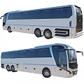 MAN Silver Bus With Large Windows And Modern Sleek Exterior Design 3d model