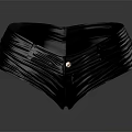 Black Textured Belt With Metal Buckle Folded Design Modern Fashion Accessory