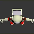 3D Rendered Astronaut Model Wearing White Spacesuit Red Accents Silver Helmet Red Shoes Gray Background