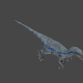 Realistic Gray Blue Dinosaur Model in Standing Pose with Detailed Features
