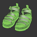 Stylish Metallic Sandals With Multiple Straps And Thick Shiny Sole Design