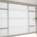 White Window Blinds Closed On Large Window With Indoor Plant In Modern Interior
