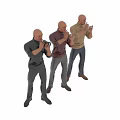 Three People Taking Photos With Cameras In Different Colored Turtleneck Sweaters And Pants