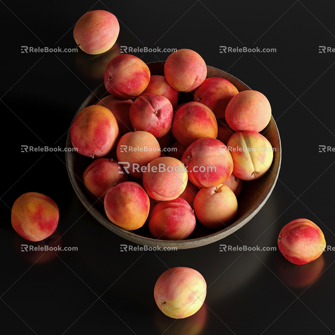 Peach fruit porcelain bowl 3d model