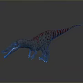 3D Reptile Model With Red Stripes Spots And Open Mouth On Gray Background