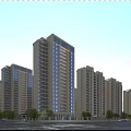 Modern High Rise Residential Building Exterior With Glass Facade Surrounding Trees And Evening Lighting