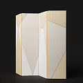 Modern Folding Room Divider With Geometric Wooden And White Panels Contemporary Minimalist Home Decor Piece