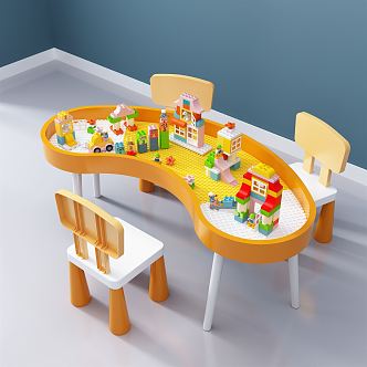 Modern Children's Table and Chair Children's Building Blocks Table Toys 3d model