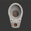 Vintage Ceramic Toilet Base With Worn Surface And Classic Drain Design