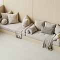 Cozy Modern Sofa Seating With Light Beige Cushions Wooden Frame And Window