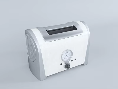 Sleek Modern Kitchen Toaster In Silver White With Stainless Steel Dial And Buttons 3d model