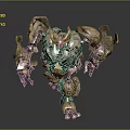 Powerful Mechanical Creature With Metallic Armor Glowing Yellow Core And Complex Design 3d model