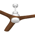 Modern Air Conditioning Fan With Wooden Blades Black Base And White Light