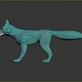 3D Animated Turquoise Fox Game and Movie Character with Fierce Expression and Standing Pose