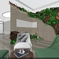 Modern Lounge Area Interior Design With Living Plant Wall Natural Decor And Wooden Flooring