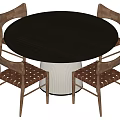 Middle style dining table and chair combination 3d model