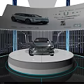 LUXE Car Exhibition With Modern Lighting Circular Platform And Screen 3d model