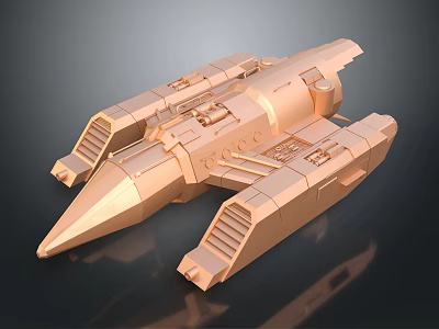Golden Spaceship Model With Futuristic Design Metallic Finish And Shiny Surface 3d model